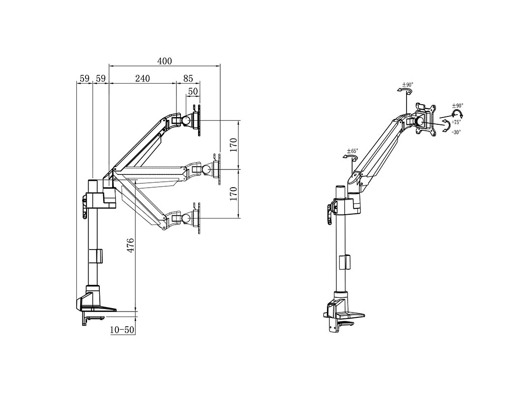 M VESA GAS LIFT ARM BASIC POLE