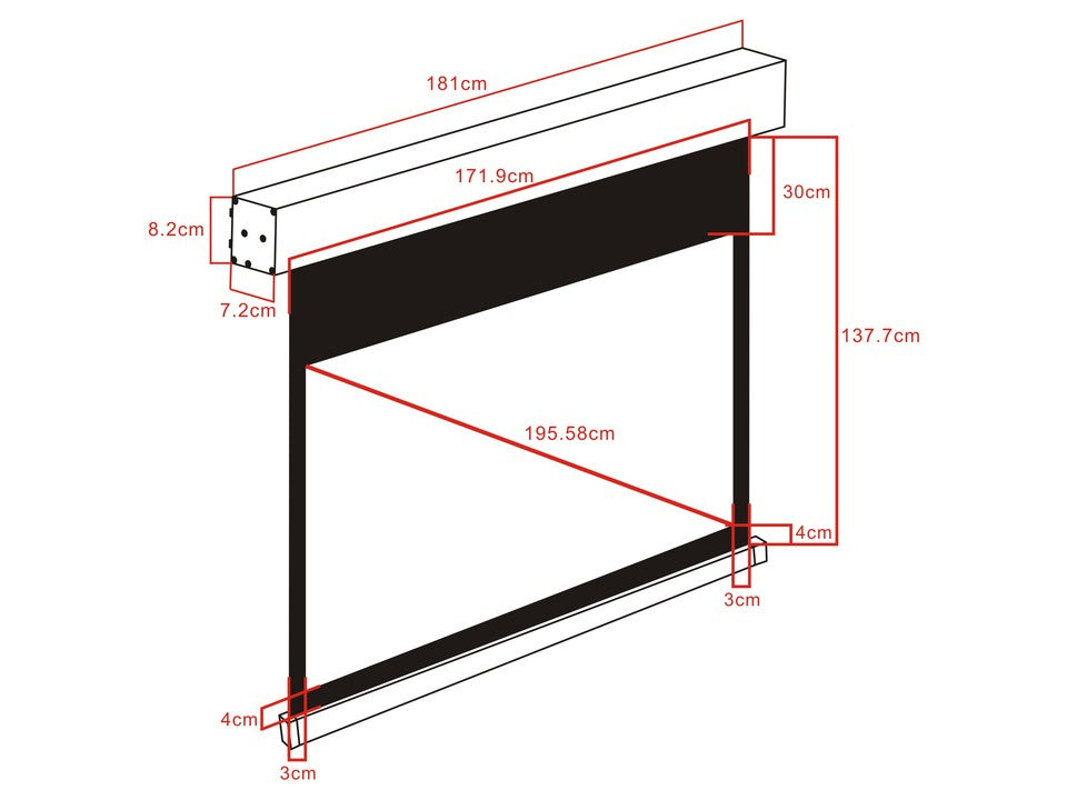 M 16:10 MOTORIZED PROJECTION SCREEN 165,9X103,7, 77" BLACK EDITION