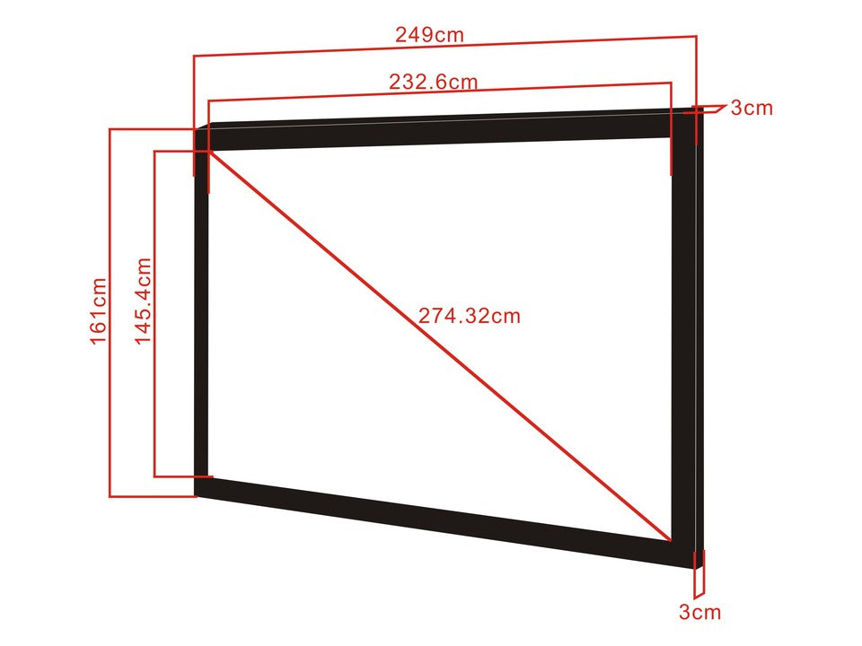 M 16:10 FRAMED PROJECTION SCREEN 232,6X145,4, 108"