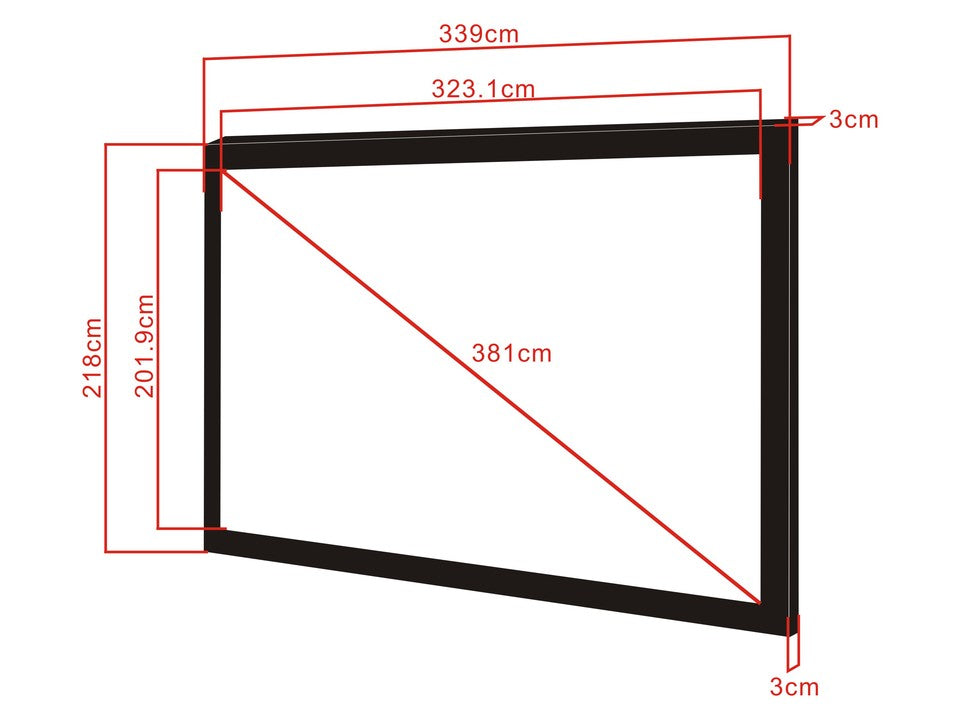 M 16:10 FRAMED PROJECTION SCREEN 323,1X201,9, 150"