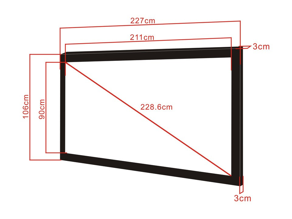 M 2.35:1 FRAMED PROJECTION SCREEN 211X90, 90"