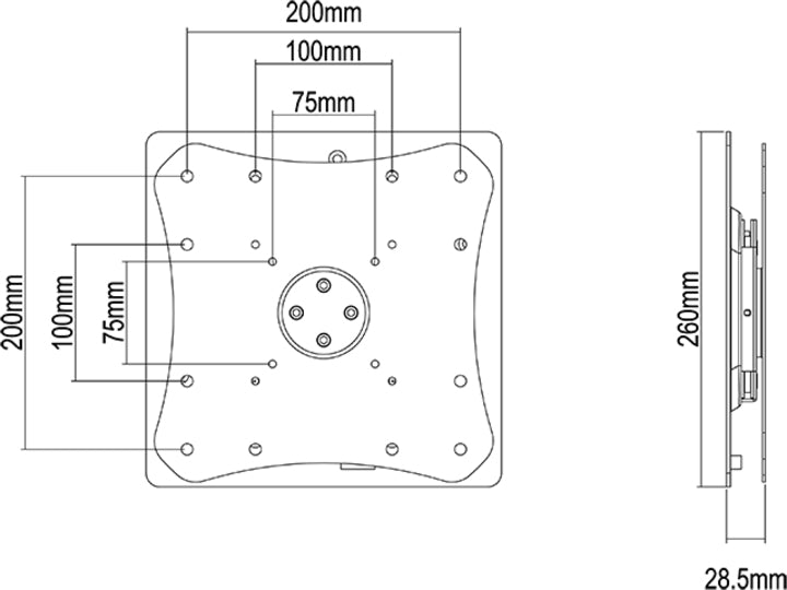 MB DS WALLMOUNT 50KG VESA 75-200 BL