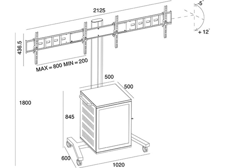 M PUBLIC DISPLAY STAND 180 DUAL MEDIABOX4 SILVER