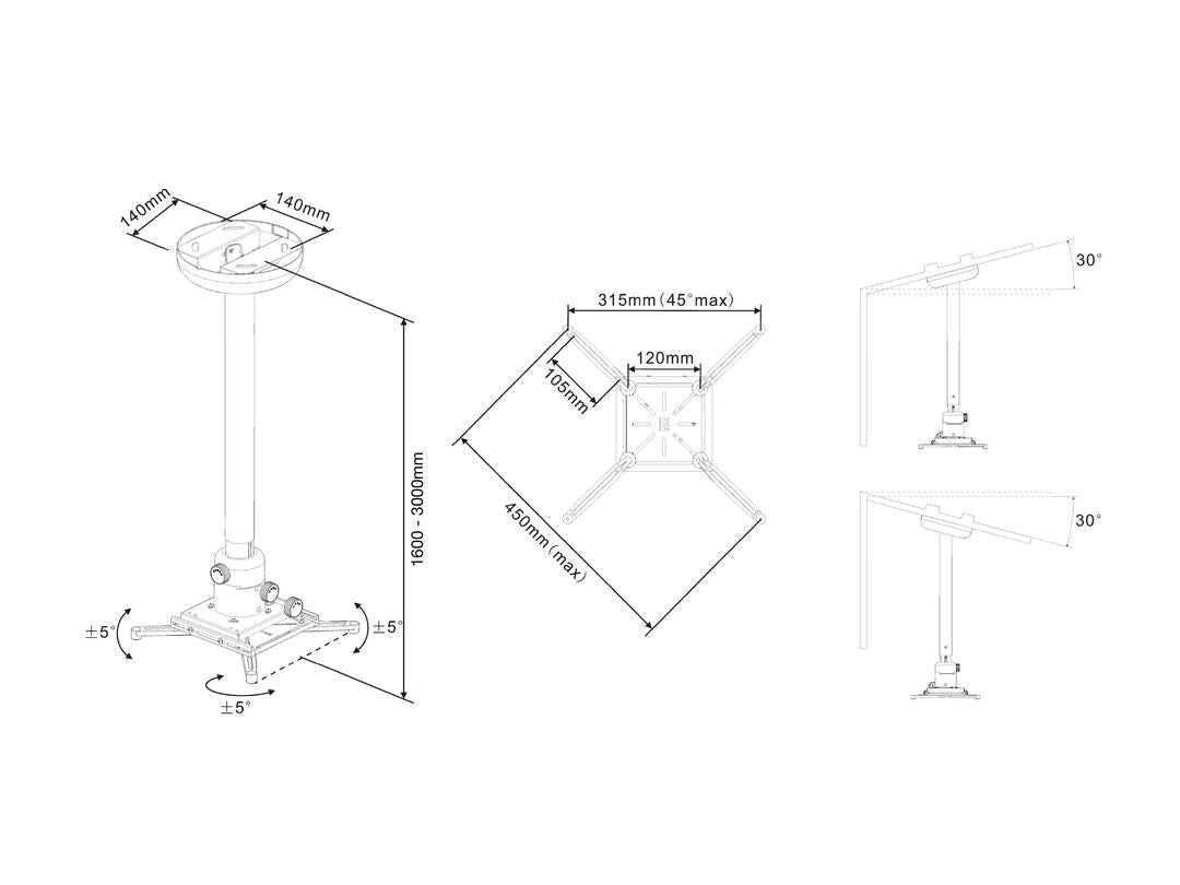 MB PROJECTOR CEILING MOUNT 1600-3000