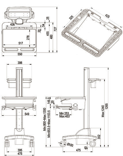 MB UNIVERSAL WORKSTATION CART NB