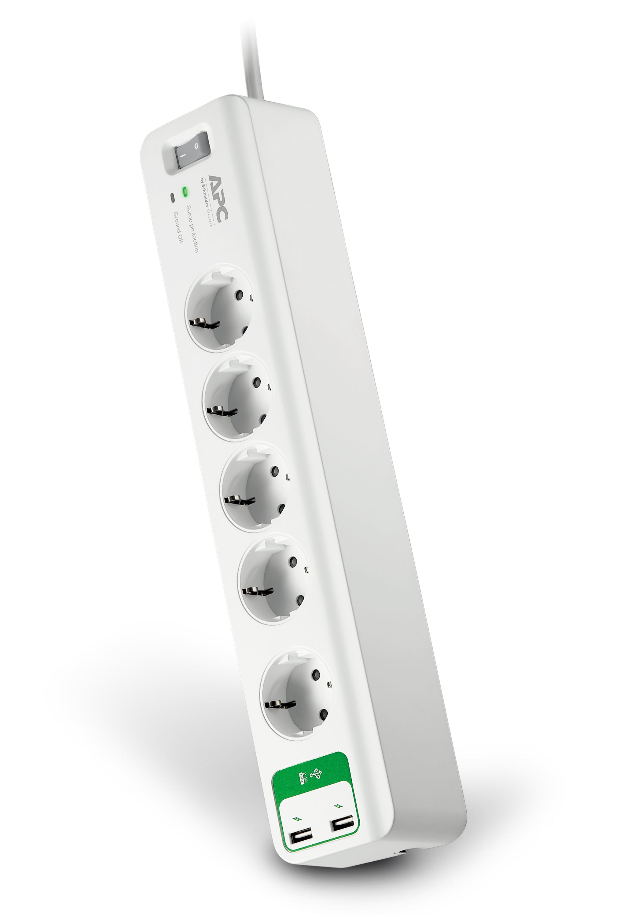 APC ESSENTIAL SURGEARREST 5 OUTLETS WITH 5V, 2.4A 2 PORT USB CHARGER 230V GERMANY