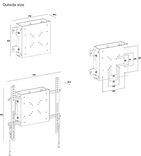 MB TILT WITH MEDIABOX MAX.VESA 400 BL