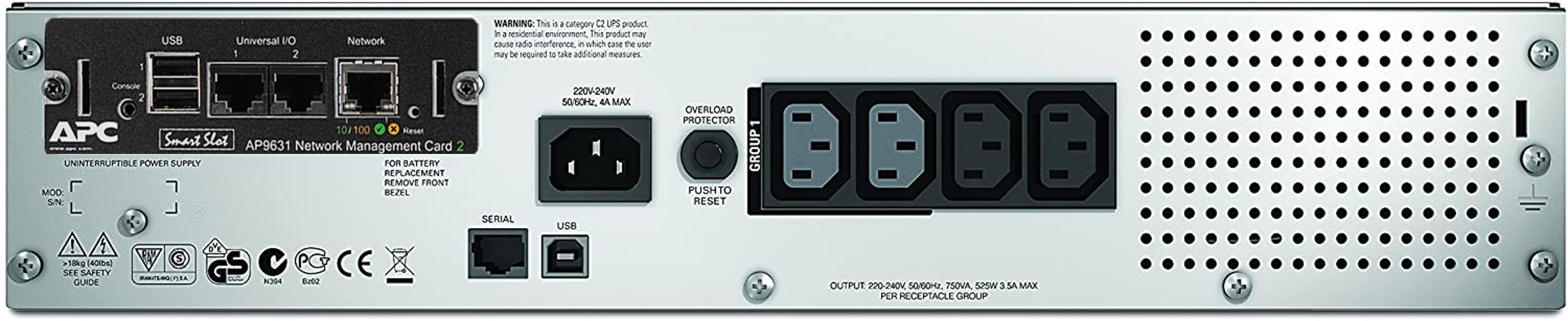 APC SMART-UPS 750VA LCD RM 2U 230V WITH NETWORK CARD