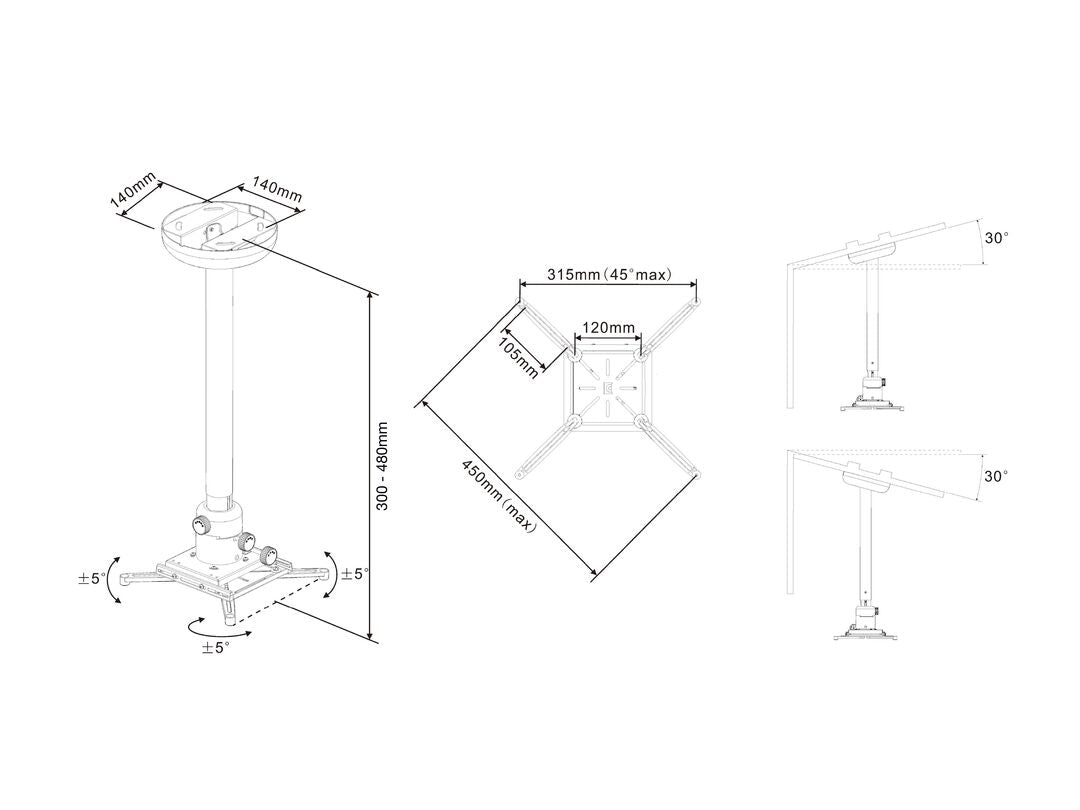 MB UNIVERSAL PROJECTOR CEILING MOUNT 300-480 WITH FINETUNE