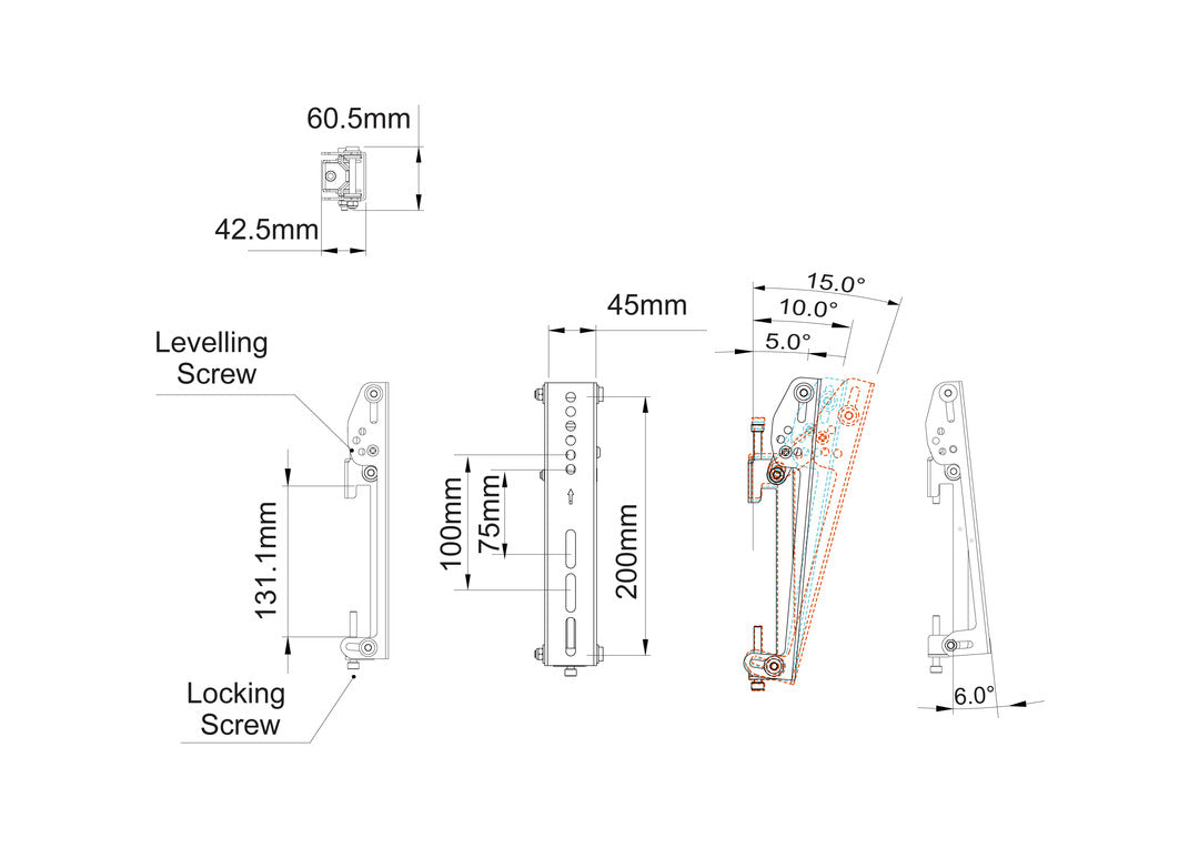 MB PRO SERIES - TILT ARMS 200MM