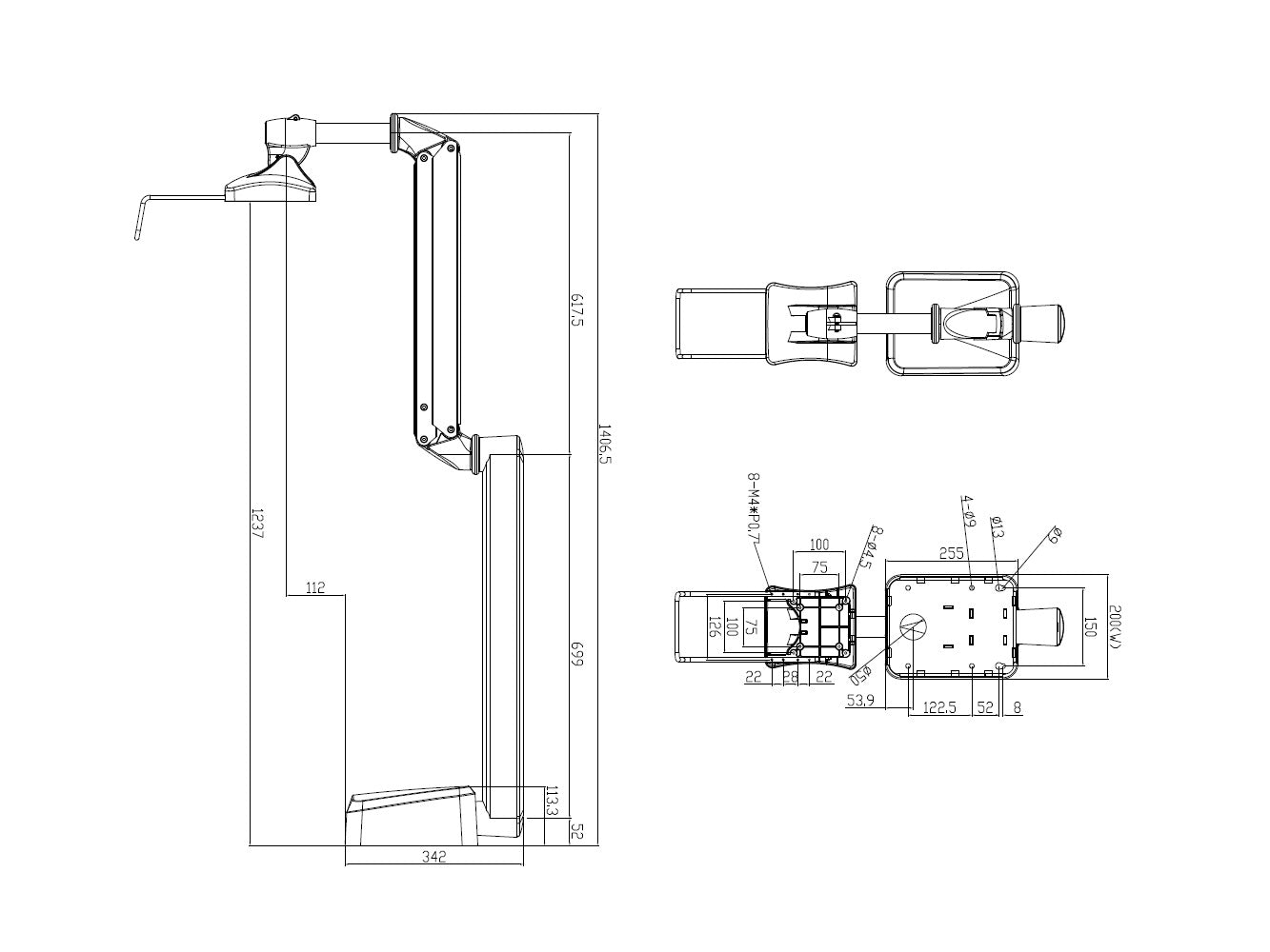 M VESA FULL MOTION MEDICAL ARM HD 6-12KG