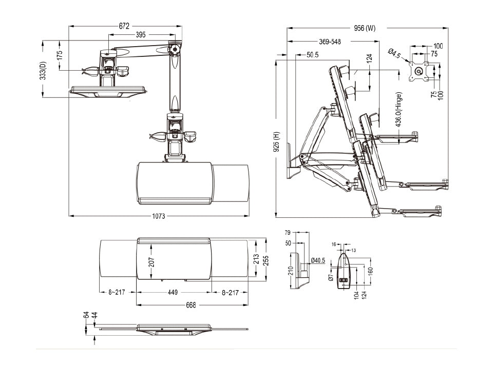 M WORKSTATION ARM SINGLE