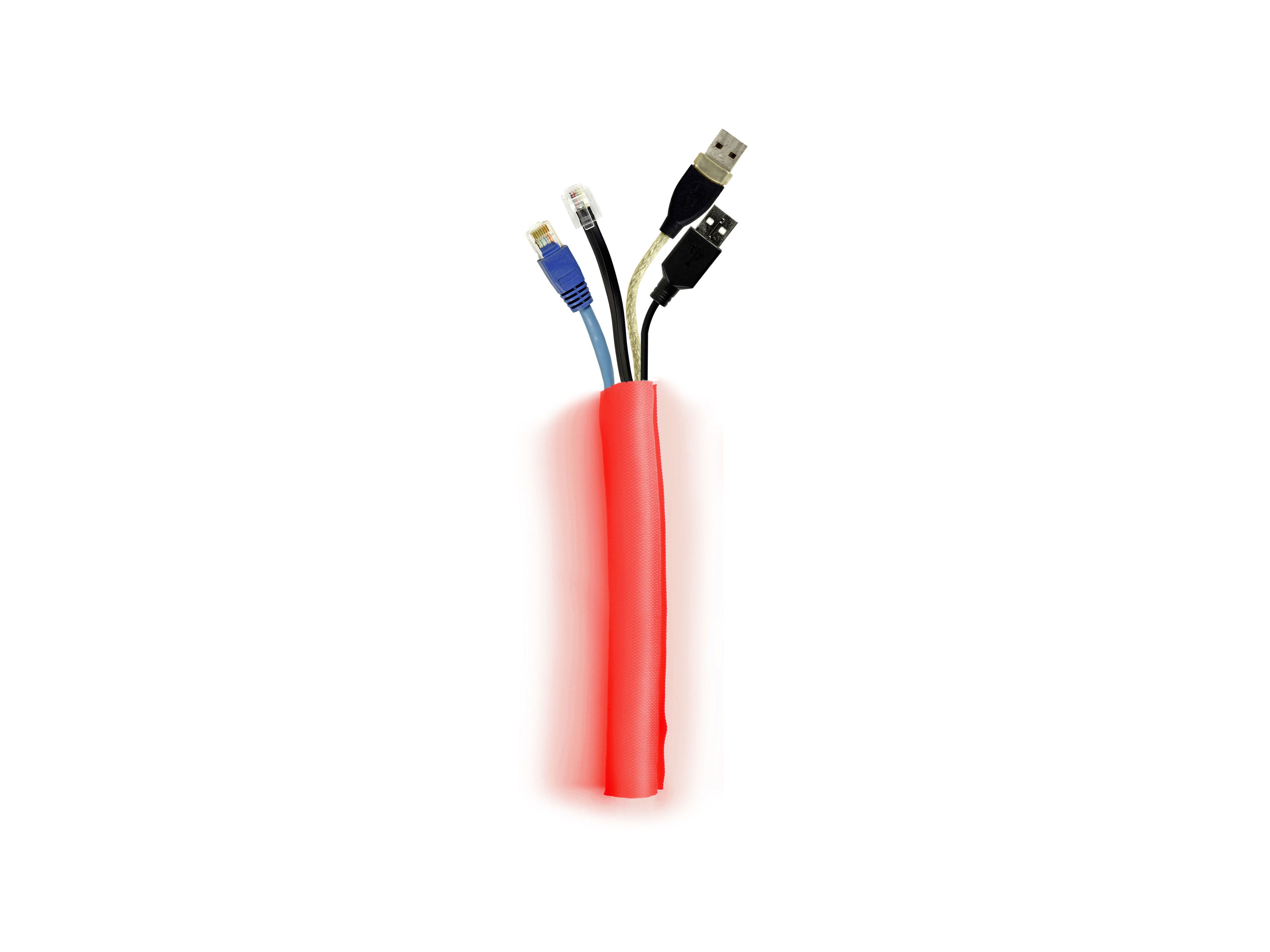 M UNIVERSAL CABLE SOCK SELF WRAPPING 25MM RED 25M