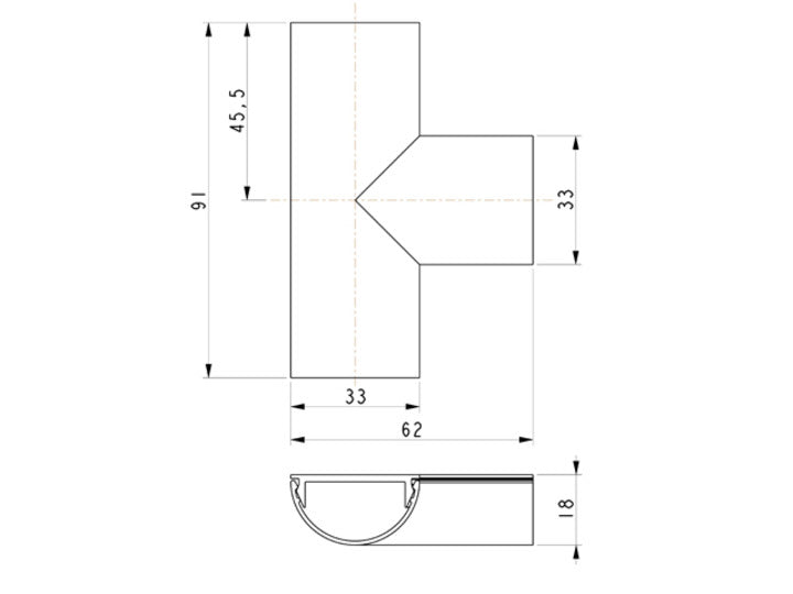 M CABLE COVER T JOINT 33MM ALUMINUM