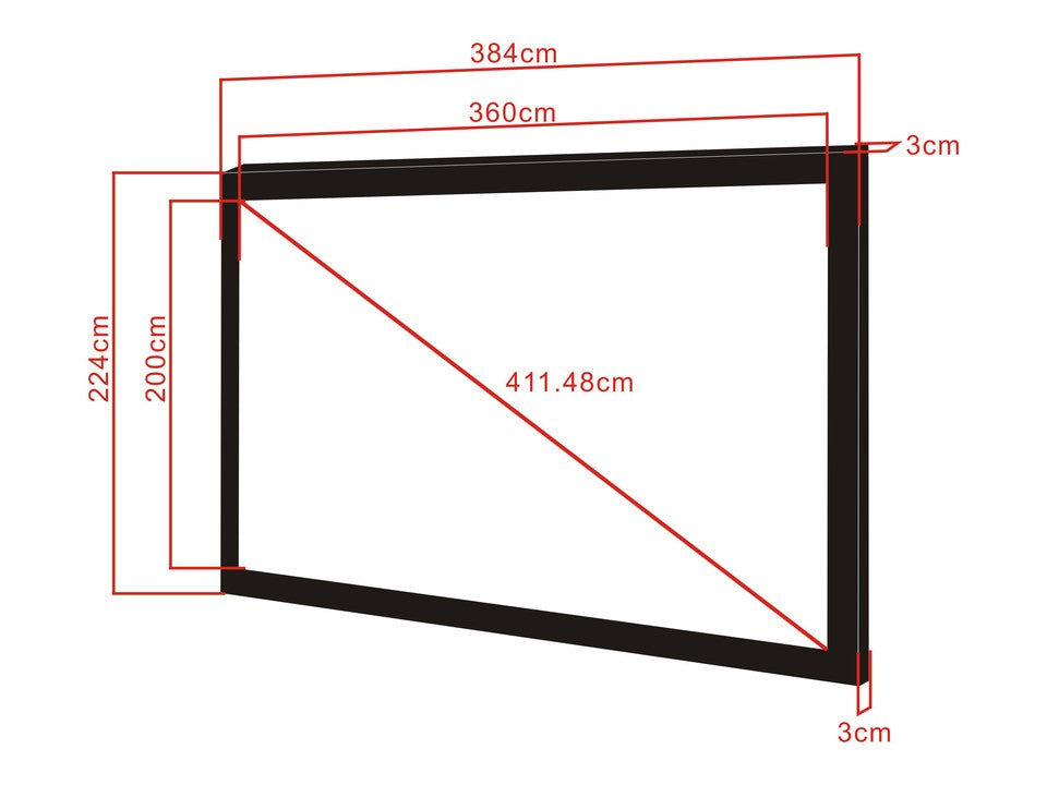 M 16:9 FRAMED PROJECTION SCREEN 360X200, 162"