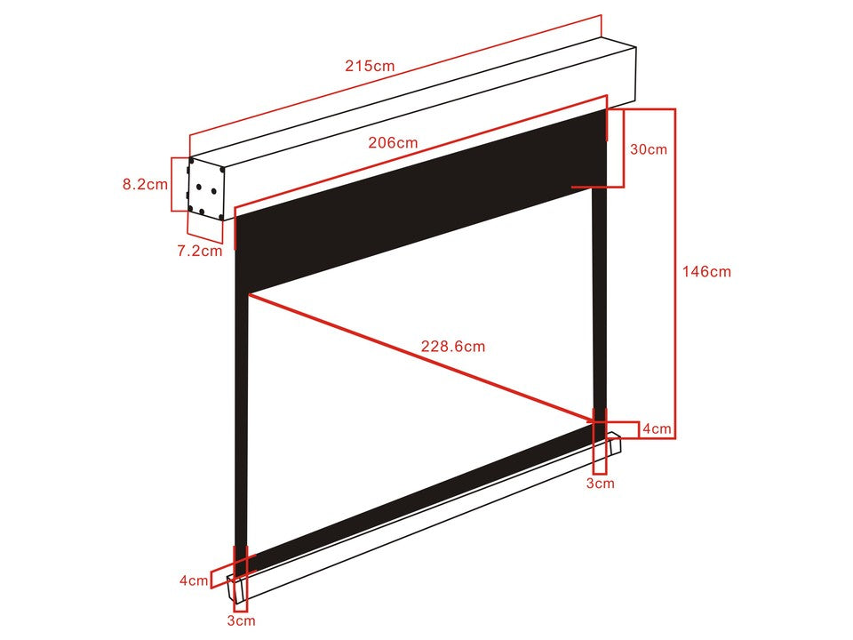 M 16:9 MOTORIZED PROJECTION SCREEN 200X112, 90" BLACK EDITION