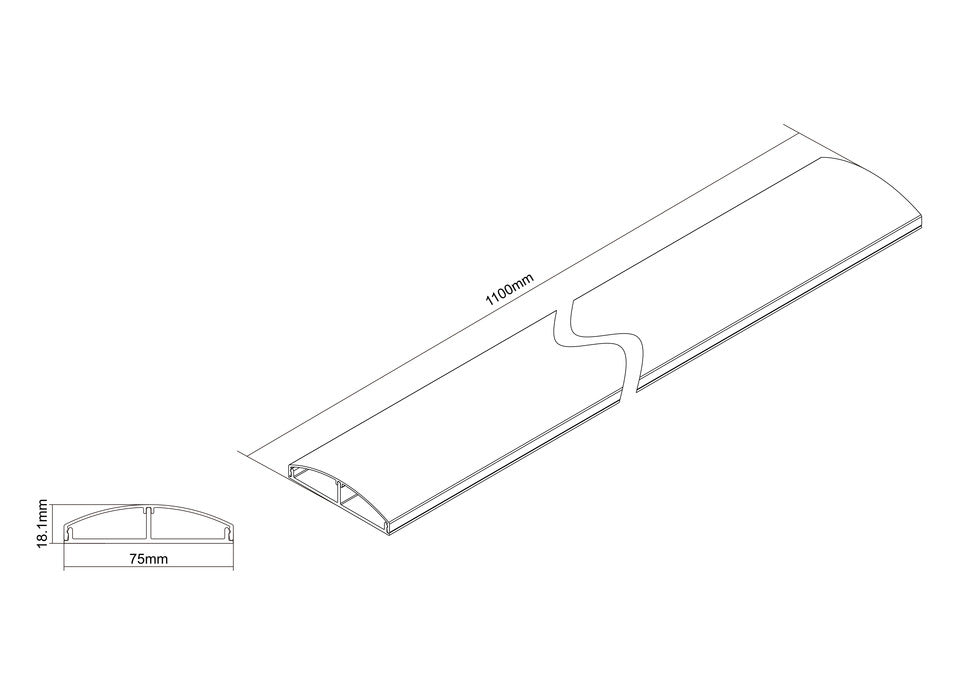 M CABLE COVER SS BRUSHED 75MM W - 1100MM L