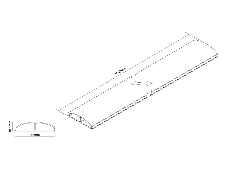 MB CABLE COVER SS ALUMINUM 75MM 1600MM