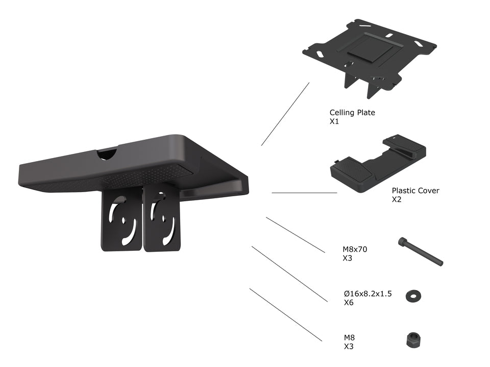 MB PRO SERIES - CEILING PLATE WITH PLASTIC COVER BLACK