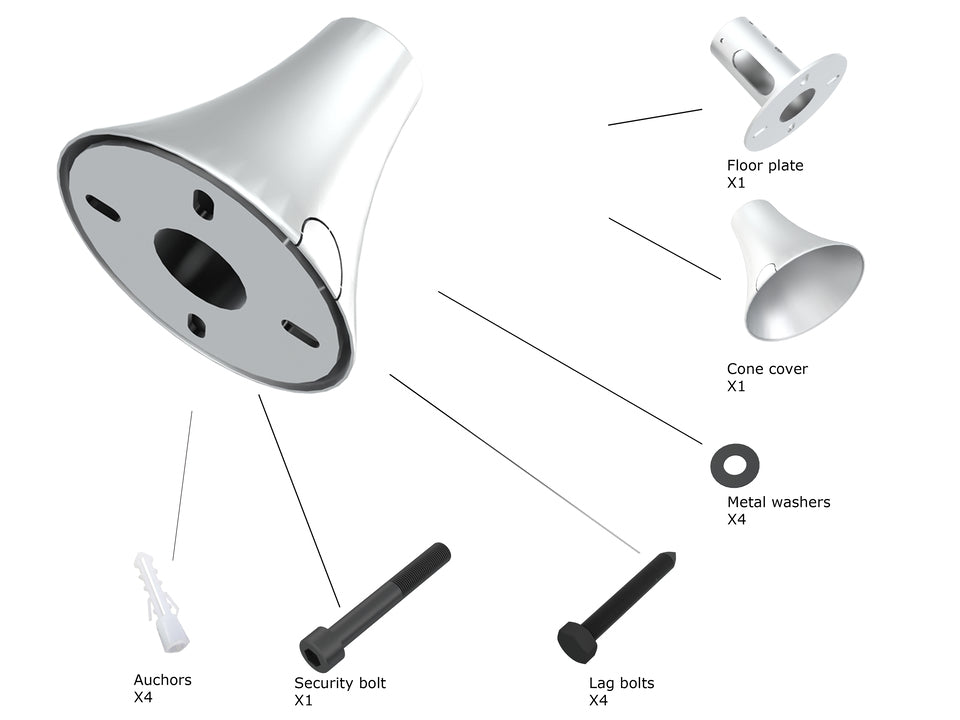 M PRO SERIES - FLOOR TO CEILING WALL PLATE CHROME