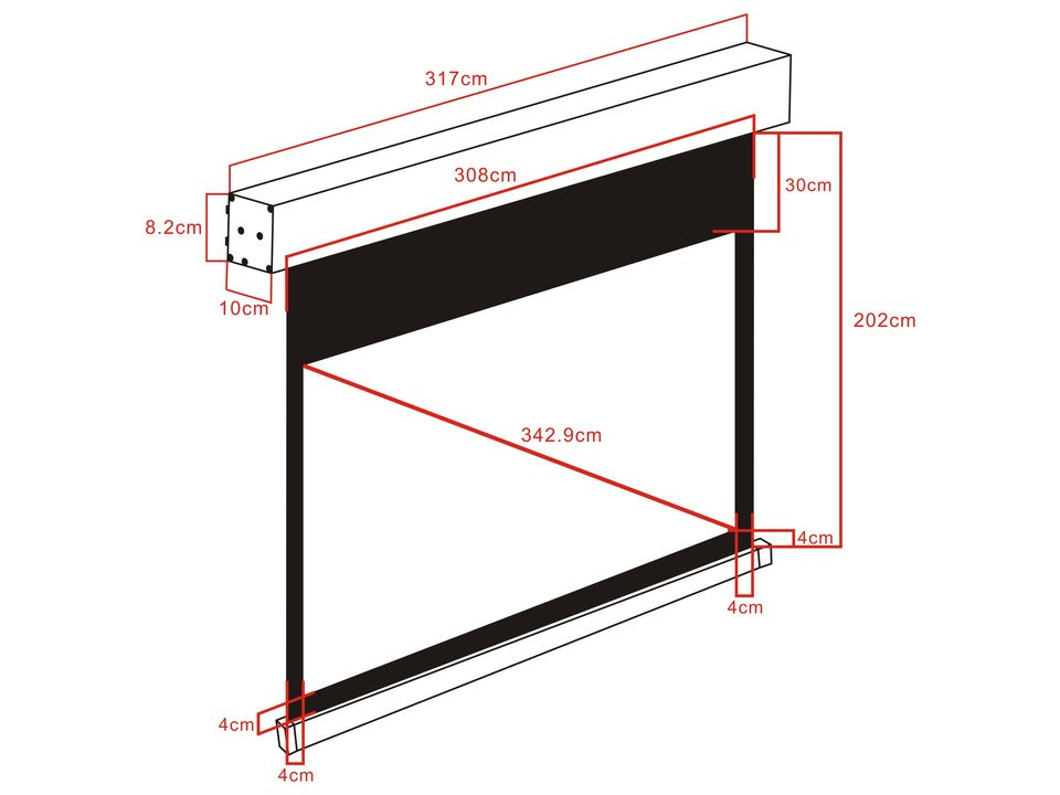 M 16:9 MOTORIZED PROJECTION SCREEN 300X168, 135" BLACK EDITION