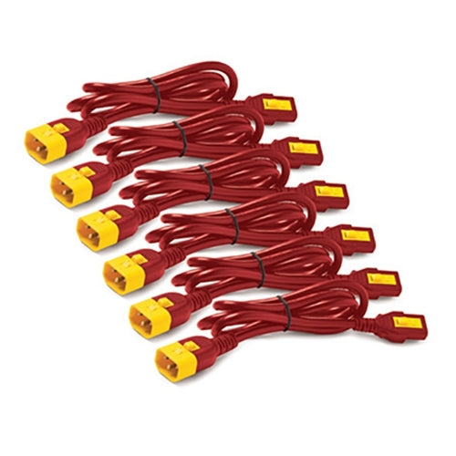 APC POWER CORD KIT (6 EA), LOCKING, C13 TO C14, 0.6M, RED