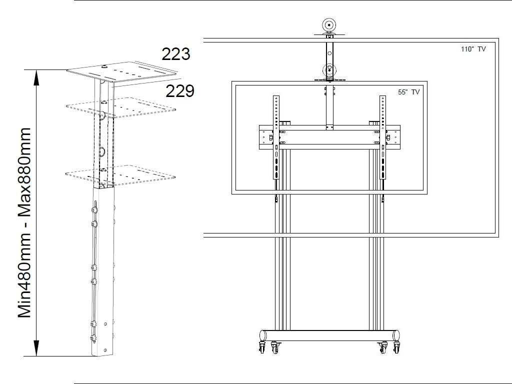 M PUBLIC DISPLAY CAMERA HOLDER 65"-110" BLACK