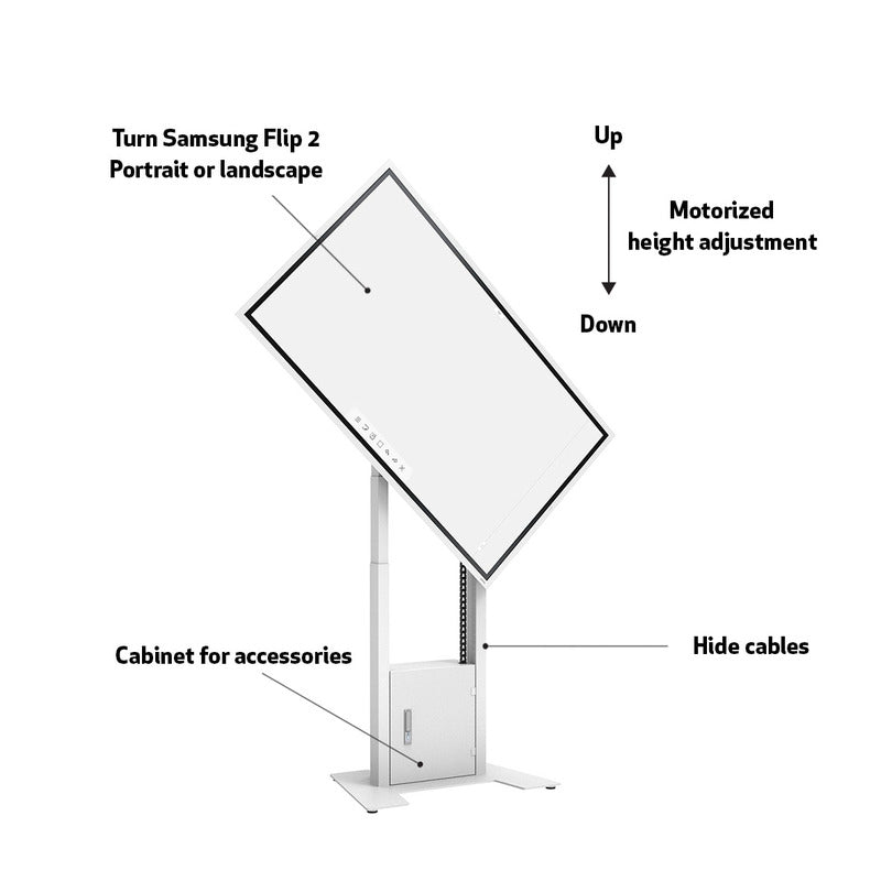 M MOTORIZED FLOORMOUNT FLIP 2 INCL CABINET & CAMERASHELF 120KG WHITE