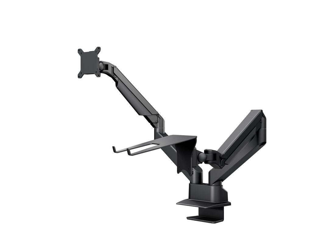 MB VESA GAS LIFT ARM DUAL ARM W. LAPTOP HOLDER BLACK