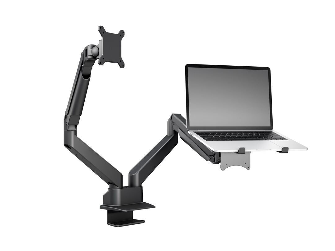 MB VESA GAS LIFT ARM DUAL ARM W. LAPTOP HOLDER BLACK