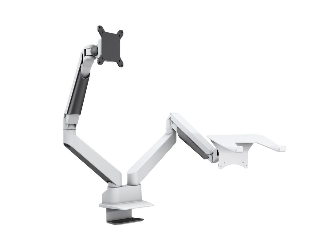 MB VESA GAS LIFT ARM DUAL ARM W. LAPTOP HOLDER WHITE