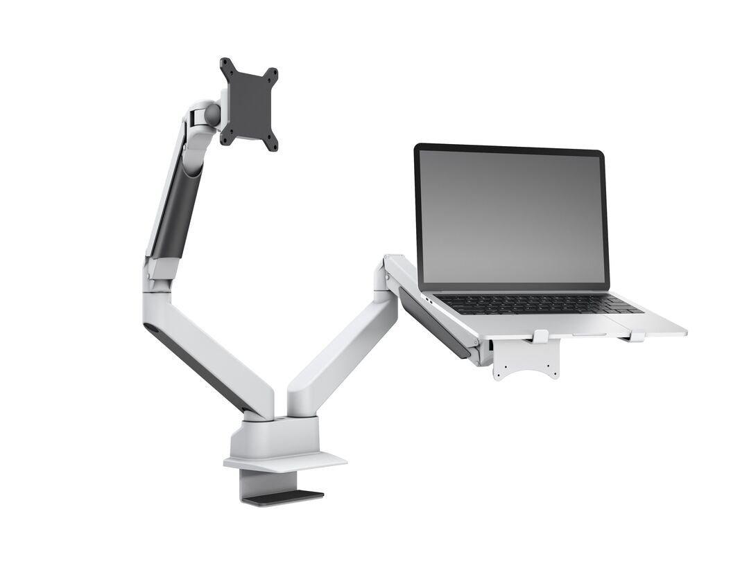 MB VESA GAS LIFT ARM DUAL ARM W. LAPTOP HOLDER WHITE