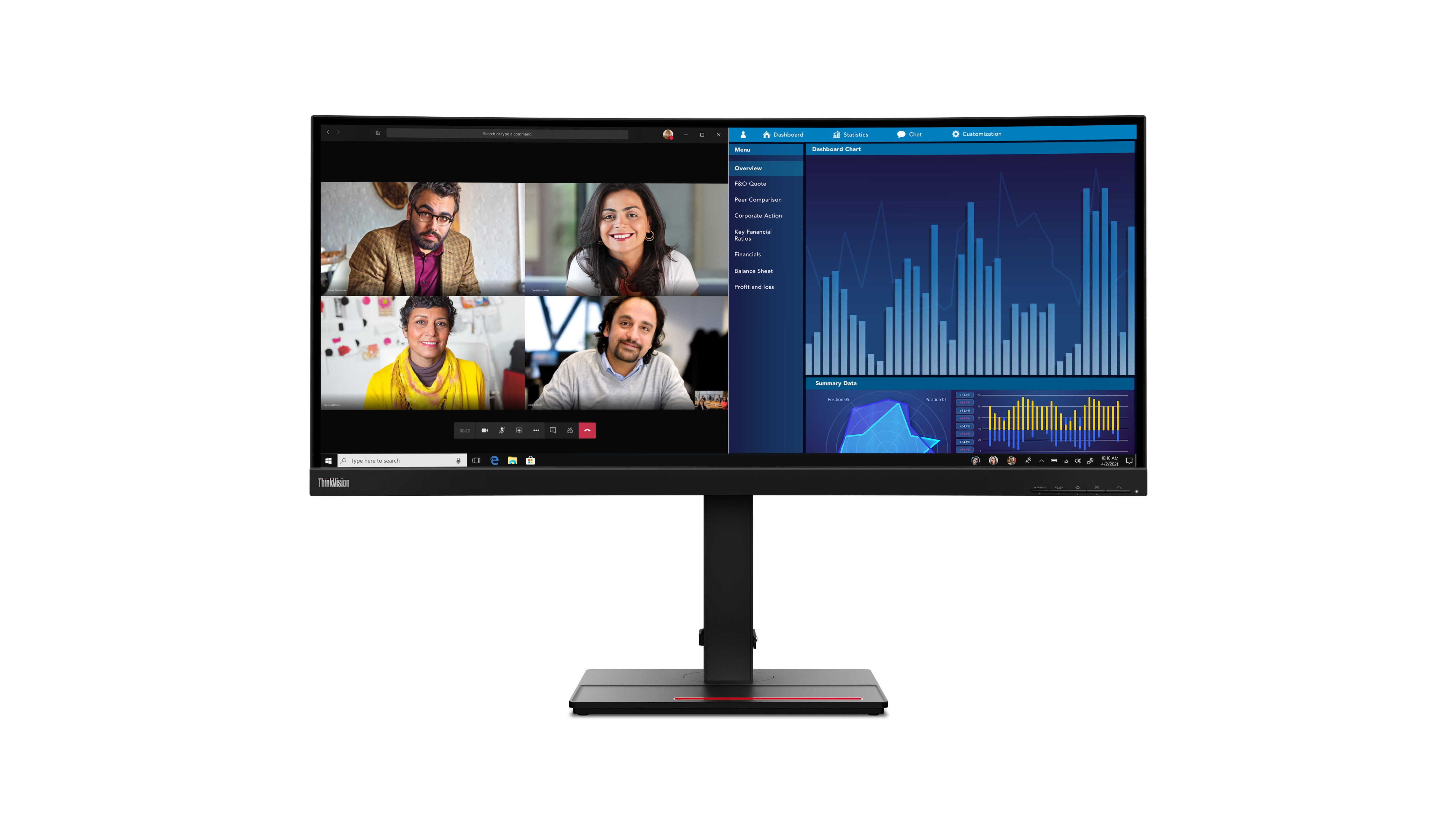 LENOVO 34" P34W-20 CURVED WQHD IPS 21:9 HDMI/DP/USB-C(100W)/RJ45