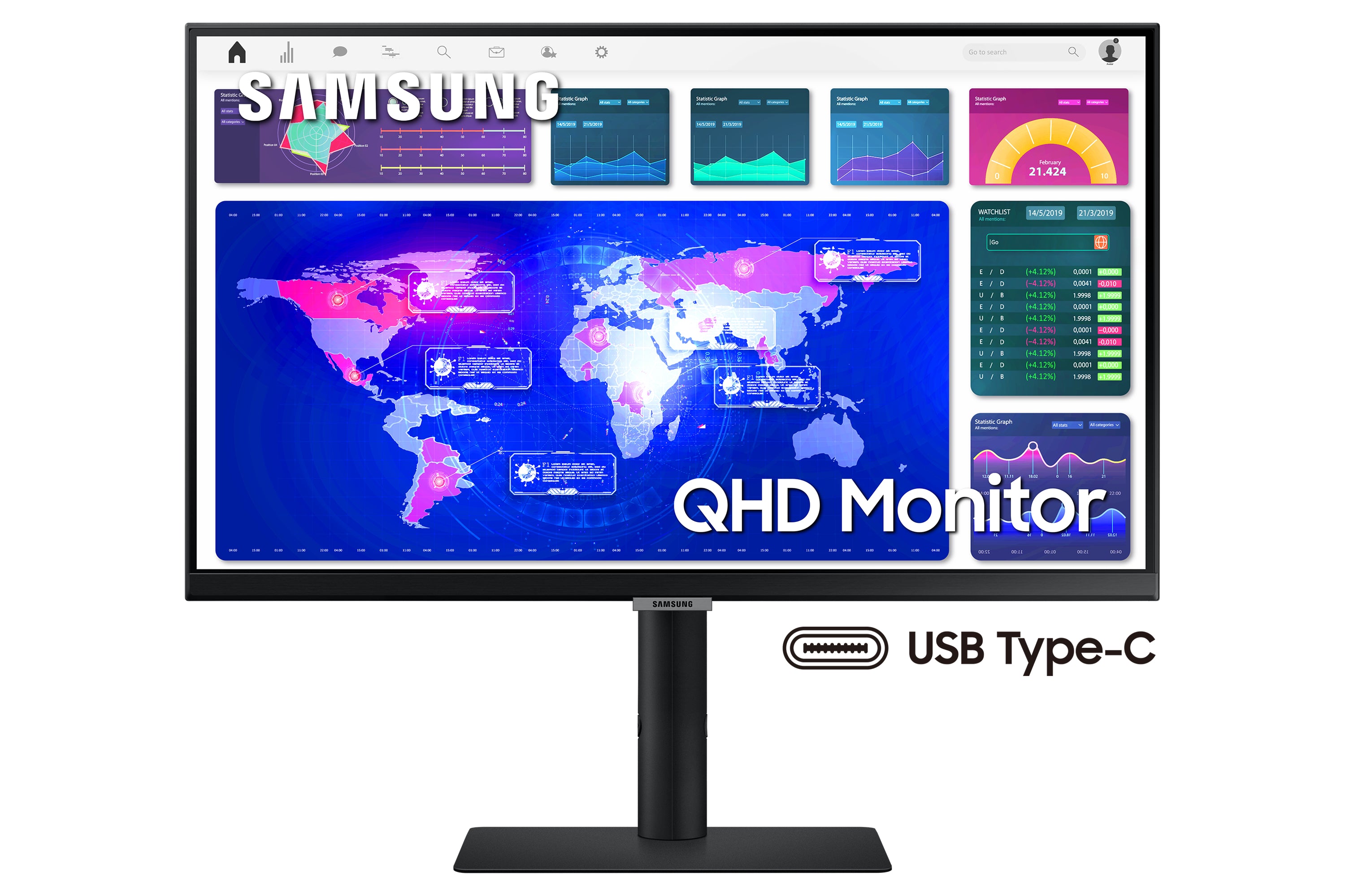 SAMSUNG 23.8 2560x1440 HDMI DP USB-C HUB